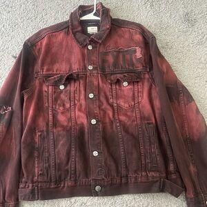 Ksubi Burgundy and Black Denim Jacket